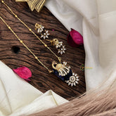 Stylish Blue AD Stone Peacock Pendant Chain-G14503